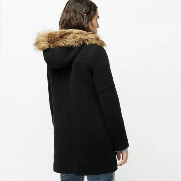 J. Crew Chateau Parka Stadium Italian Wool Faux Fur Hood SZ 0 - Picture 2 of 6